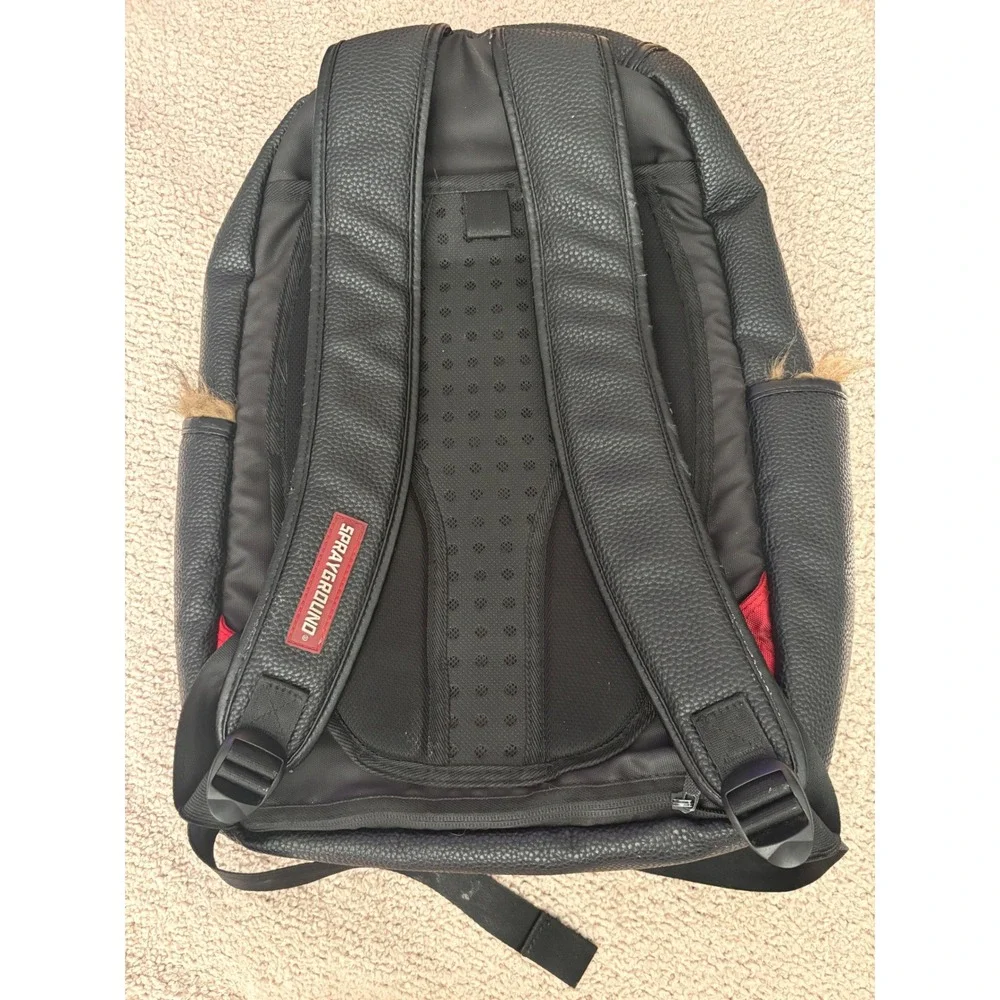 Sprayground Rare Limited Edition Leopard Graphic Backpack Black Vegan Leather